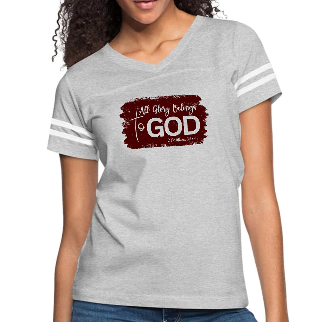 Womens Vintage Sport Graphic T-shirt - All Glory Belongs to God
