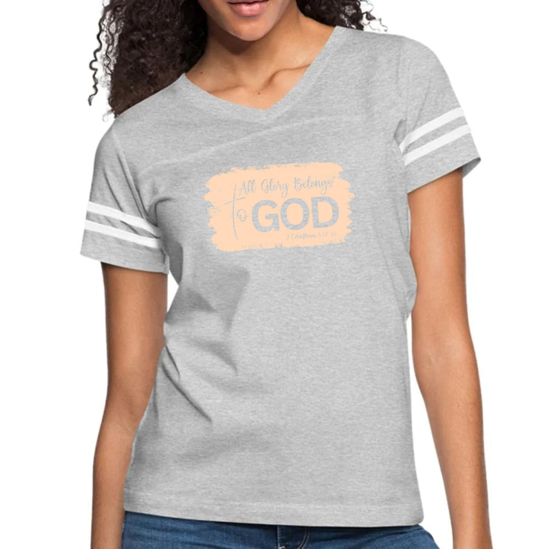 Womens Vintage Sport Graphic T-shirt - All Glory Belongs to God
