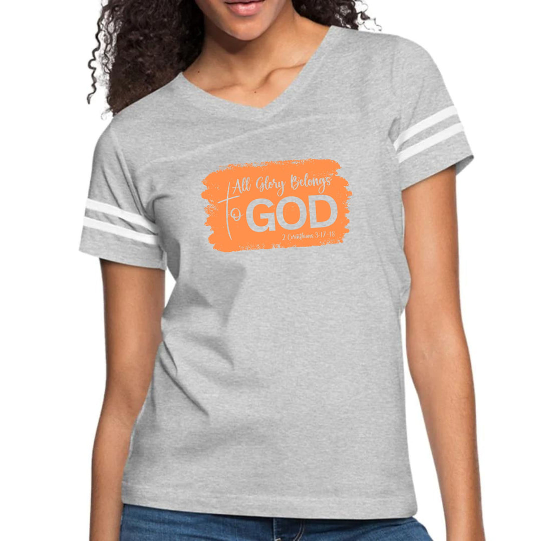Womens Vintage Sport Graphic T-shirt - All Glory Belongs to God