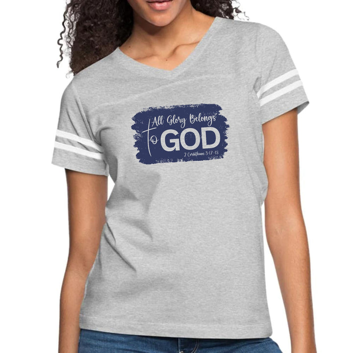 Womens Vintage Sport Graphic T-shirt - All Glory Belongs to God