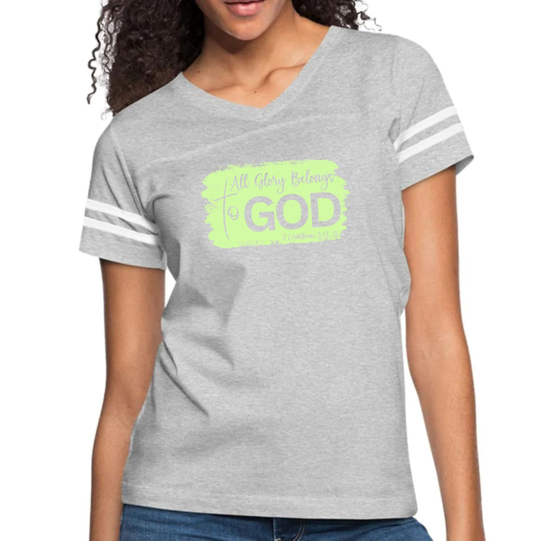 Womens Vintage Sport Graphic T-shirt - All Glory Belongs to God