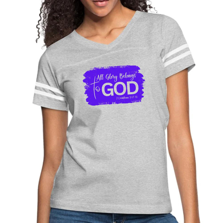 Womens Vintage Sport Graphic T-shirt - All Glory Belongs to God