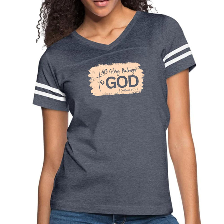 Womens Vintage Sport Graphic T-shirt - All Glory Belongs to God
