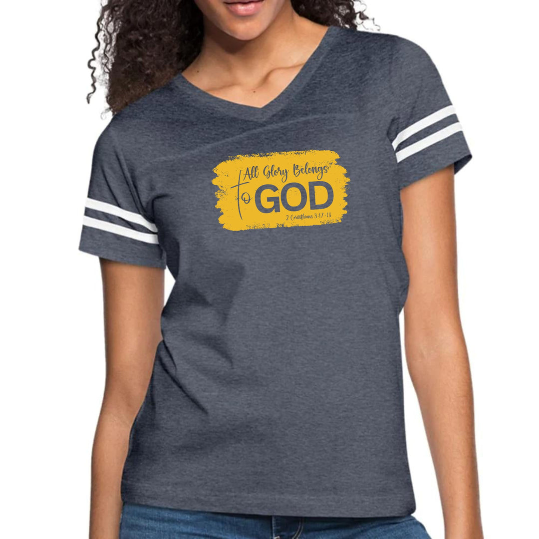 Womens Vintage Sport Graphic T-shirt - All Glory Belongs to God
