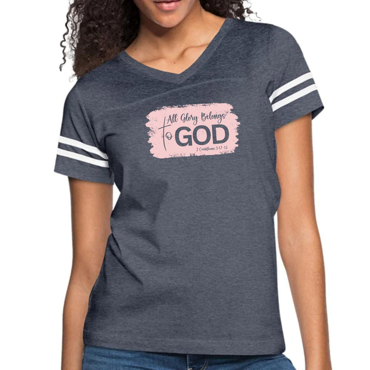 Womens Vintage Sport Graphic T-shirt - All Glory Belongs to God