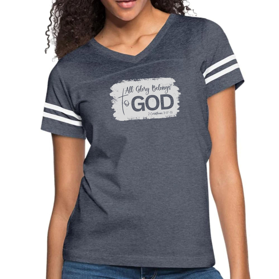 Womens Vintage Sport Graphic T-shirt - All Glory Belongs to God