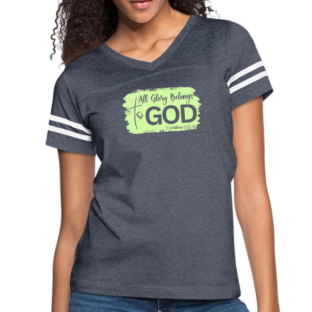 Womens Vintage Sport Graphic T-shirt - All Glory Belongs to God