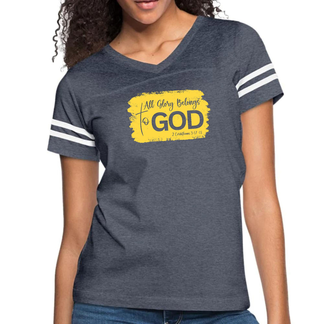 Womens Vintage Sport Graphic T-shirt - All Glory Belongs to God