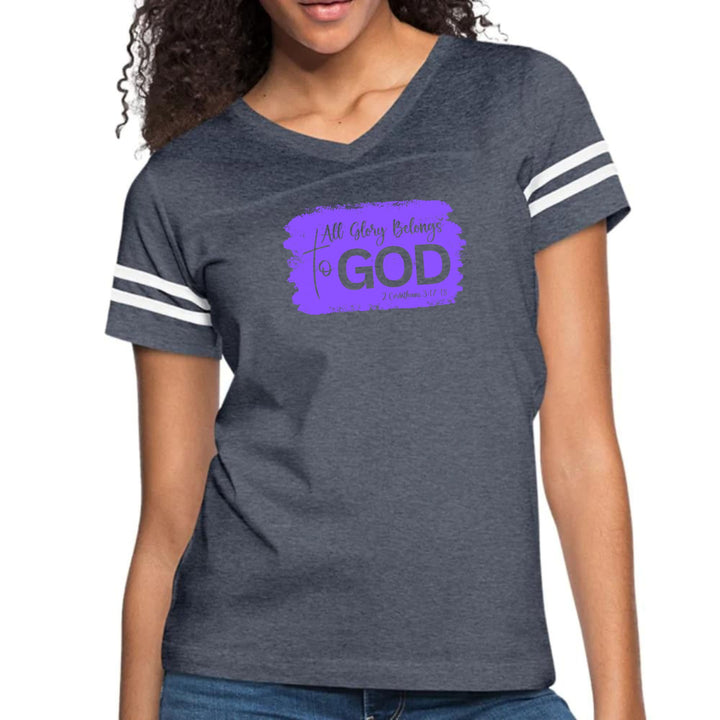 Womens Vintage Sport Graphic T-shirt - All Glory Belongs to God