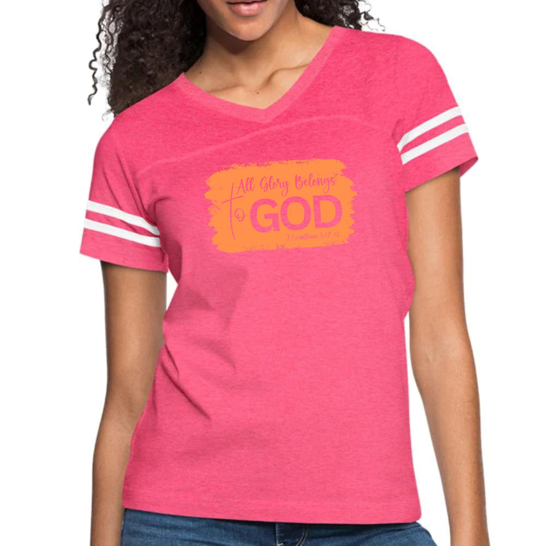 Womens Vintage Sport Graphic T-shirt - All Glory Belongs to God