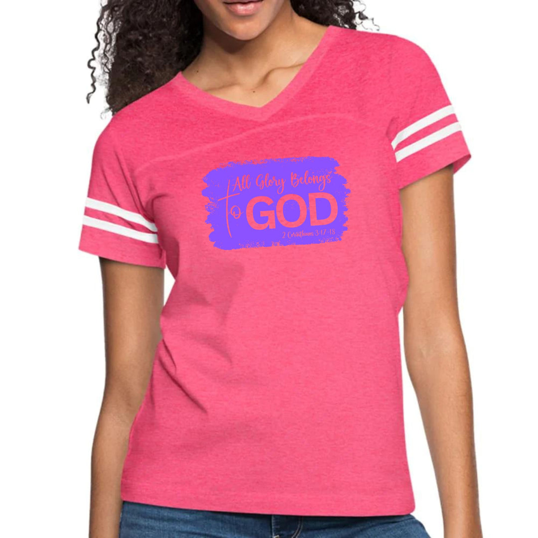 Womens Vintage Sport Graphic T-shirt - All Glory Belongs to God