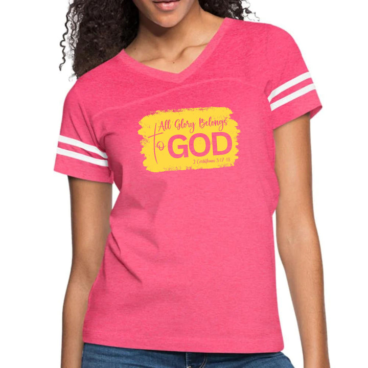 Womens Vintage Sport Graphic T-shirt - All Glory Belongs to God