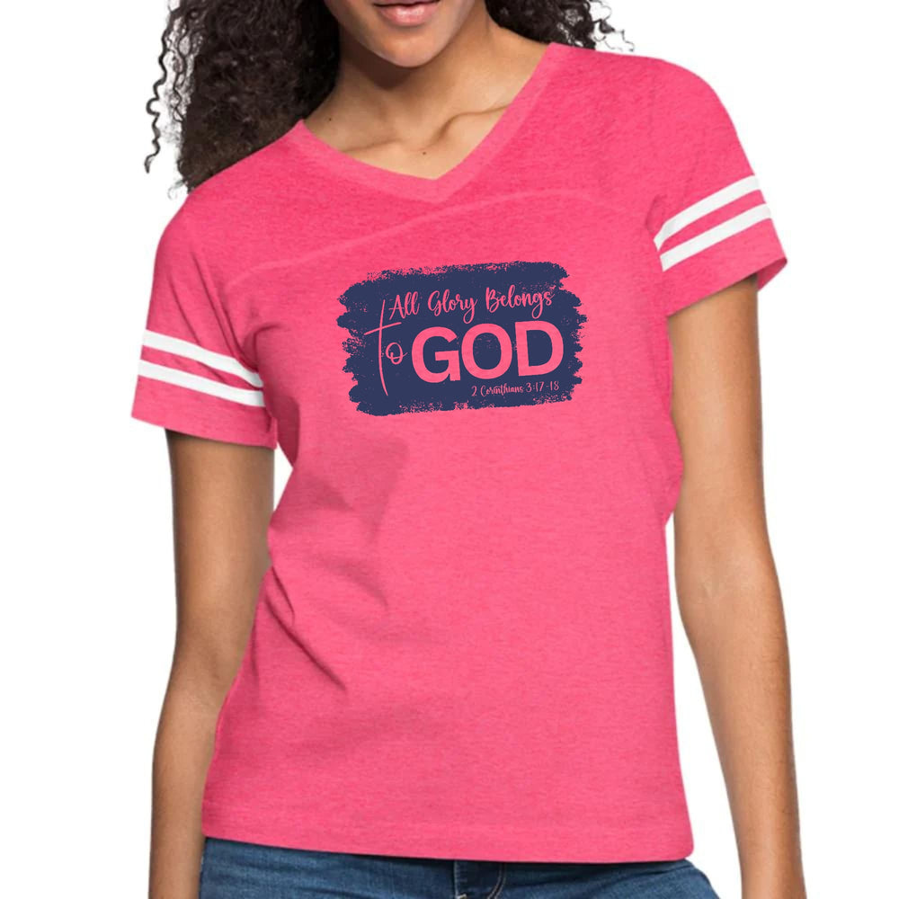 Womens Vintage Sport Graphic T-shirt - All Glory Belongs to God