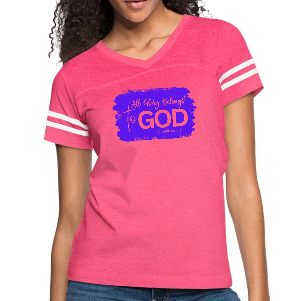 Womens Vintage Sport Graphic T-shirt - All Glory Belongs to God