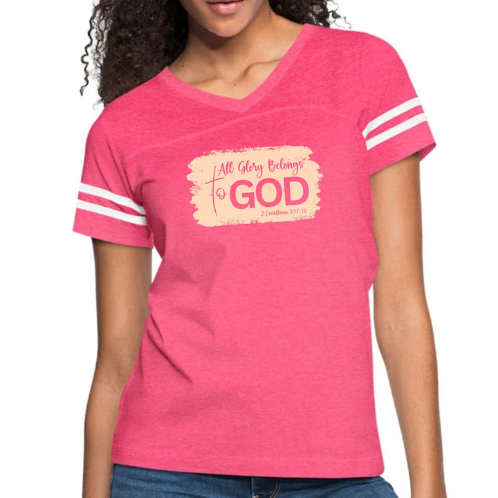 Womens Vintage Sport Graphic T-shirt - All Glory Belongs to God