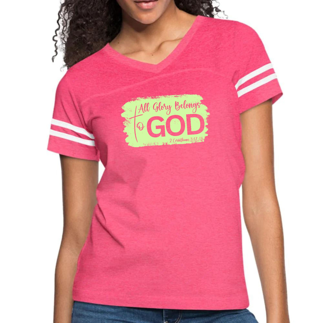Womens Vintage Sport Graphic T-shirt - All Glory Belongs to God