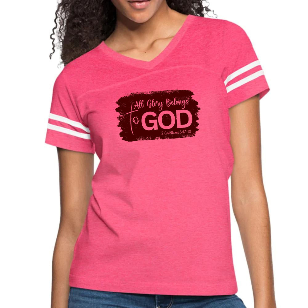 Womens Vintage Sport Graphic T-shirt - All Glory Belongs to God