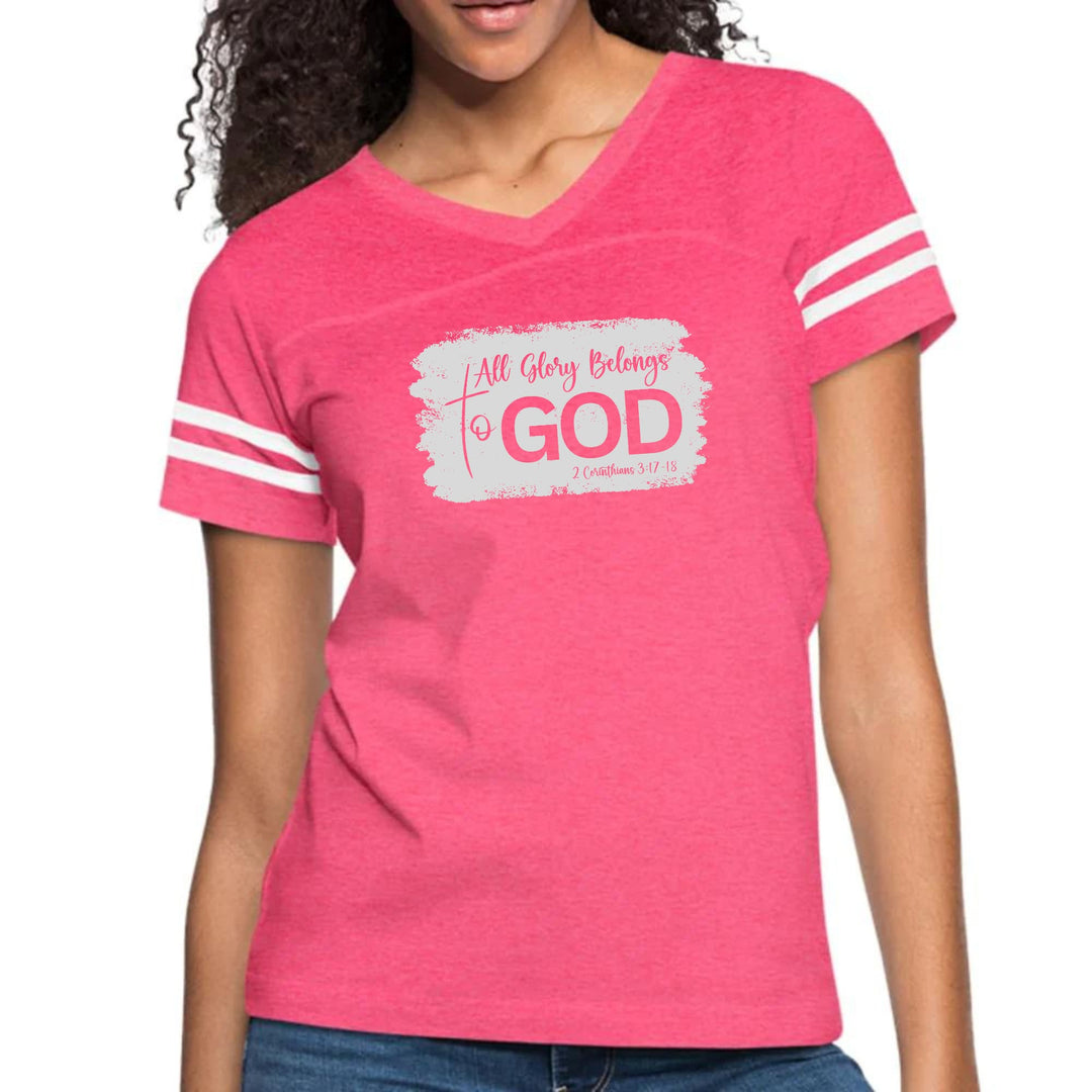 Womens Vintage Sport Graphic T-shirt - All Glory Belongs to God