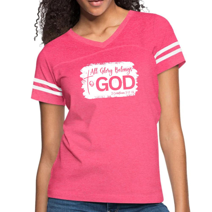 Womens Vintage Sport Graphic T-shirt - All Glory Belongs to God
