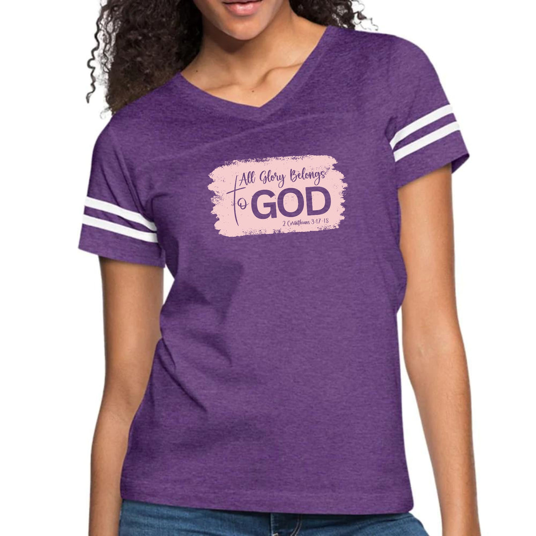 Womens Vintage Sport Graphic T-shirt - All Glory Belongs to God
