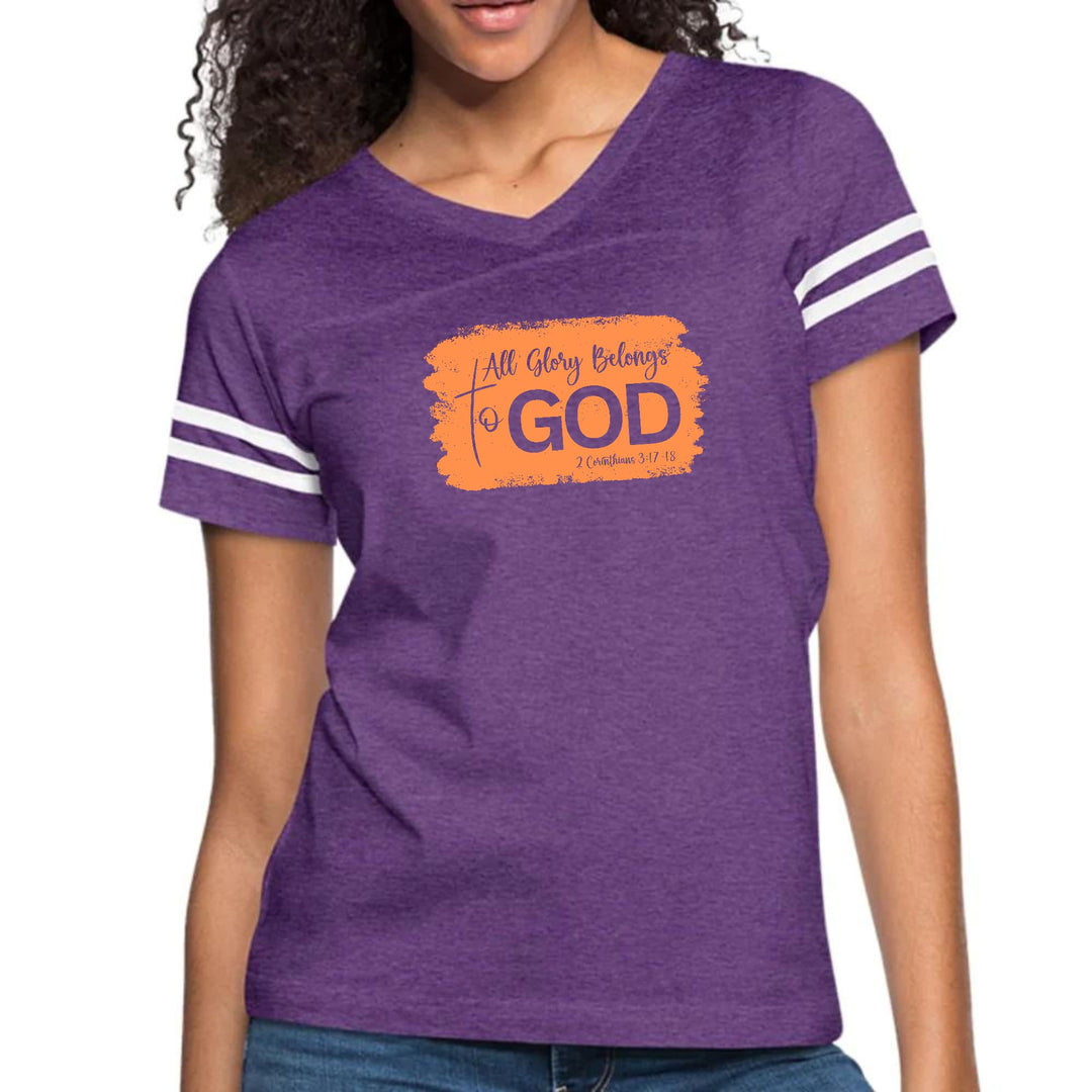 Womens Vintage Sport Graphic T-shirt - All Glory Belongs to God