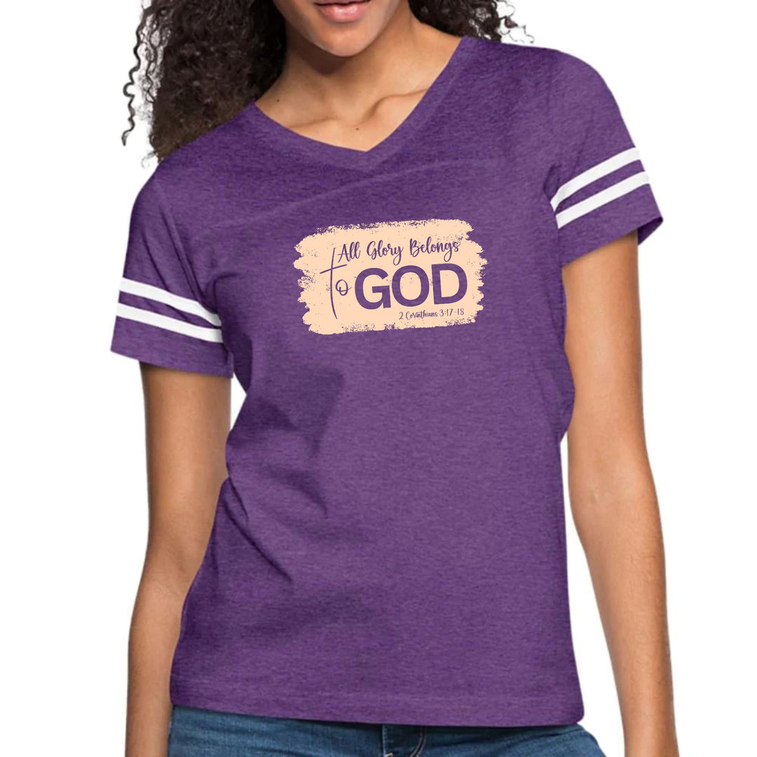Womens Vintage Sport Graphic T-shirt - All Glory Belongs to God