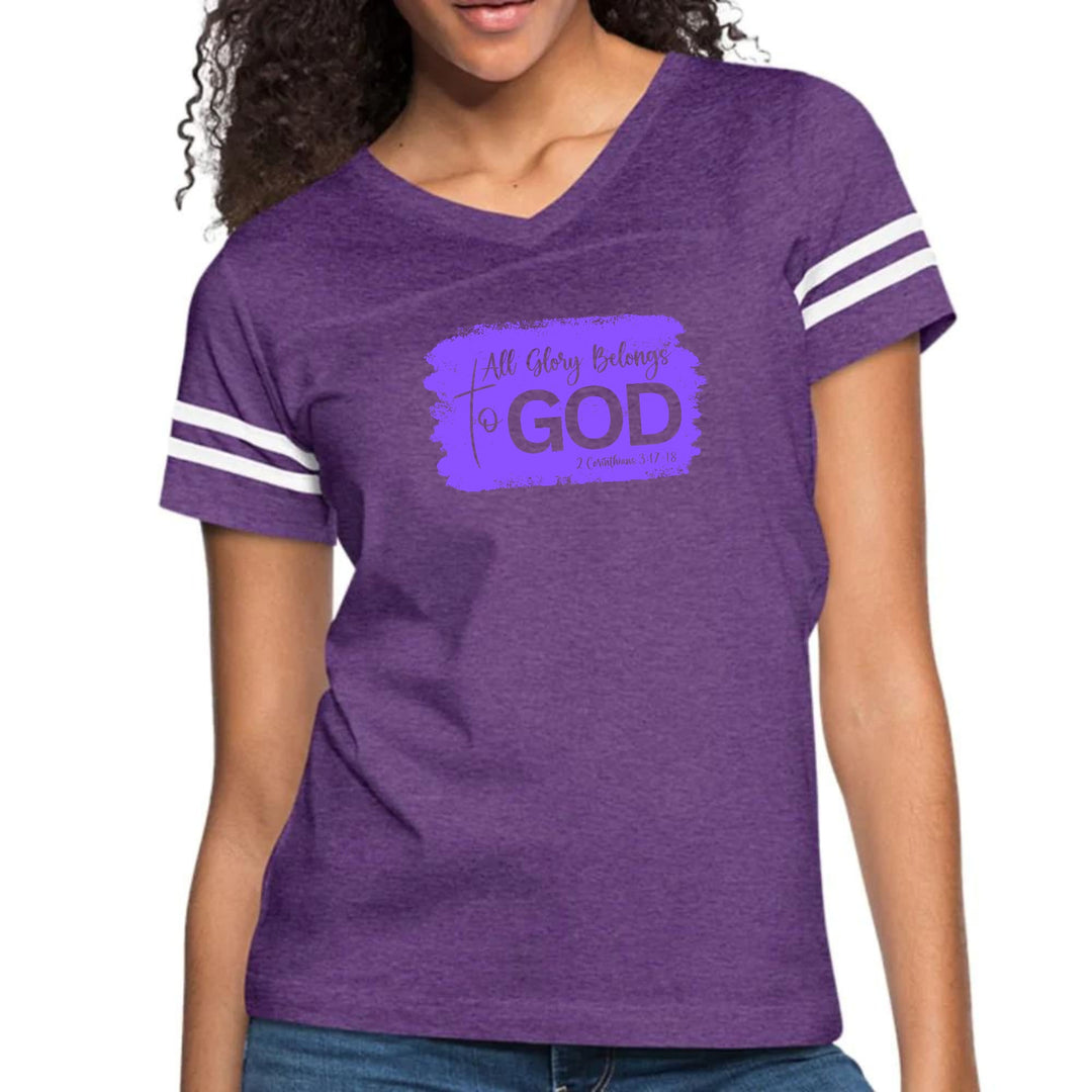 Womens Vintage Sport Graphic T-shirt - All Glory Belongs to God