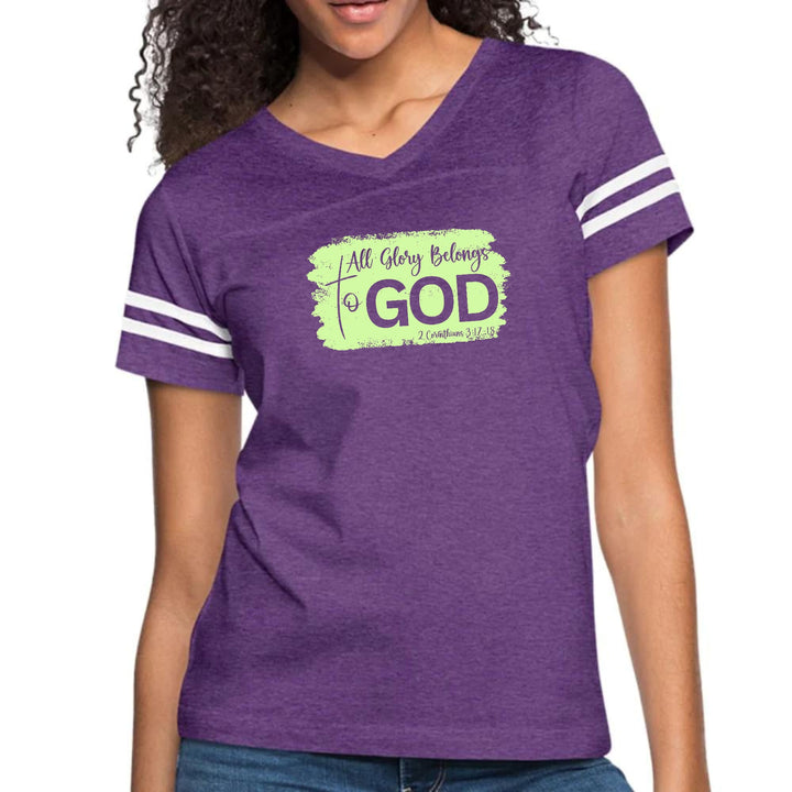 Womens Vintage Sport Graphic T-shirt - All Glory Belongs to God