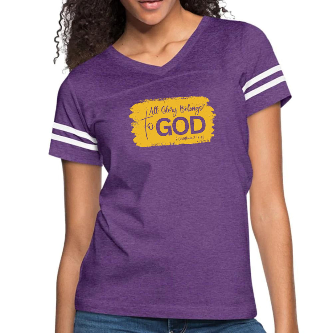 Womens Vintage Sport Graphic T-shirt - All Glory Belongs to God