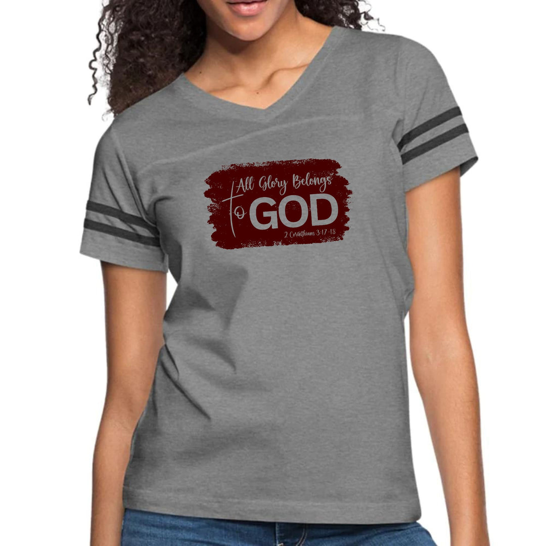 Womens Vintage Sport Graphic T-shirt - All Glory Belongs to God