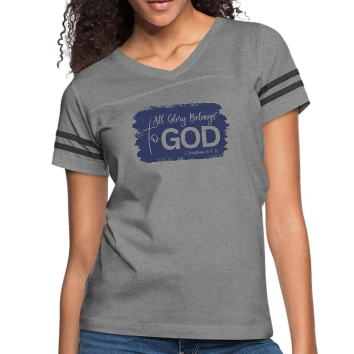 Womens Vintage Sport Graphic T-shirt - All Glory Belongs to God