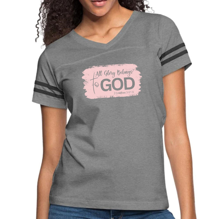 Womens Vintage Sport Graphic T-shirt - All Glory Belongs to God