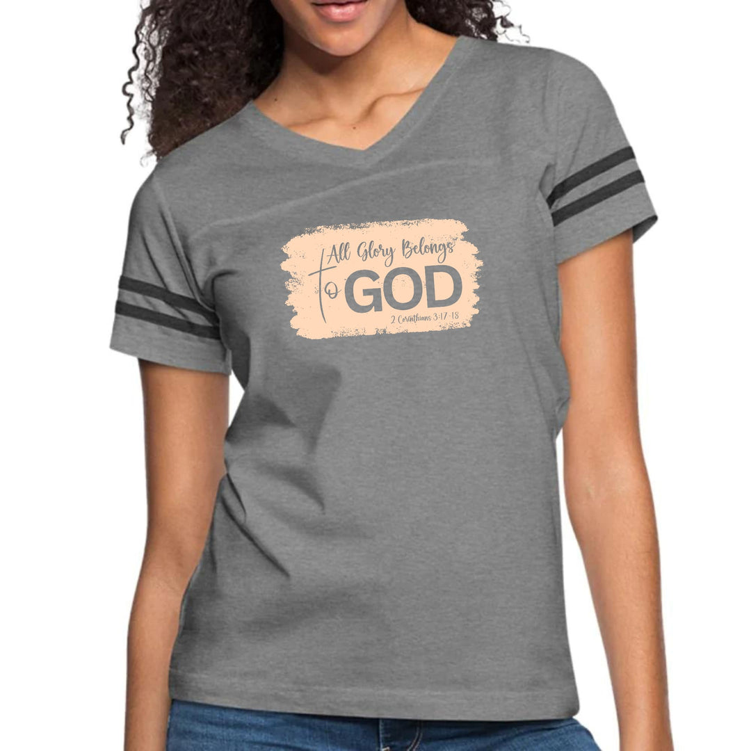Womens Vintage Sport Graphic T-shirt - All Glory Belongs to God