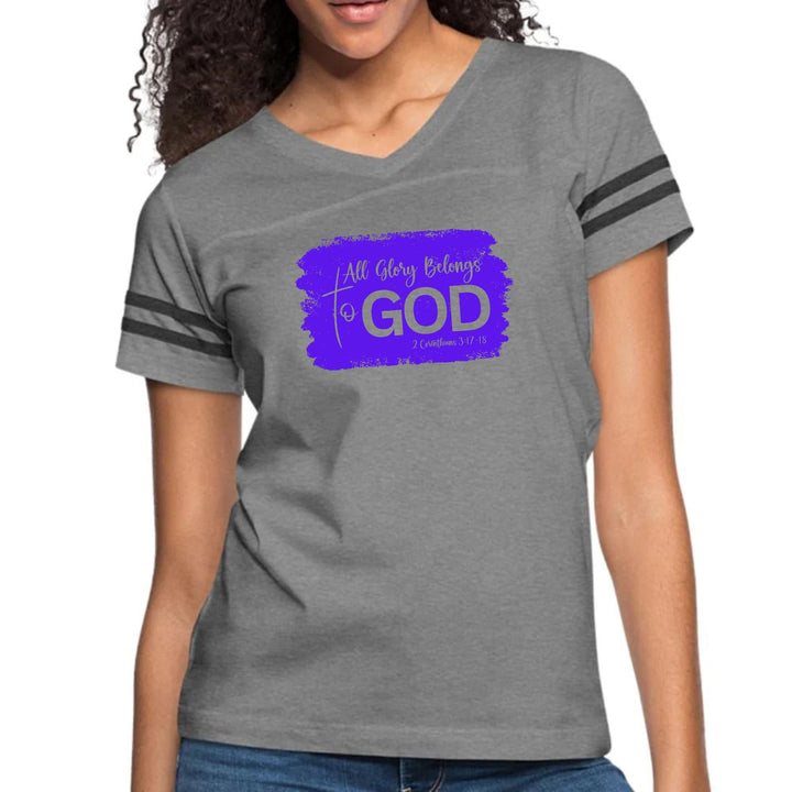 Womens Vintage Sport Graphic T-shirt - All Glory Belongs to God