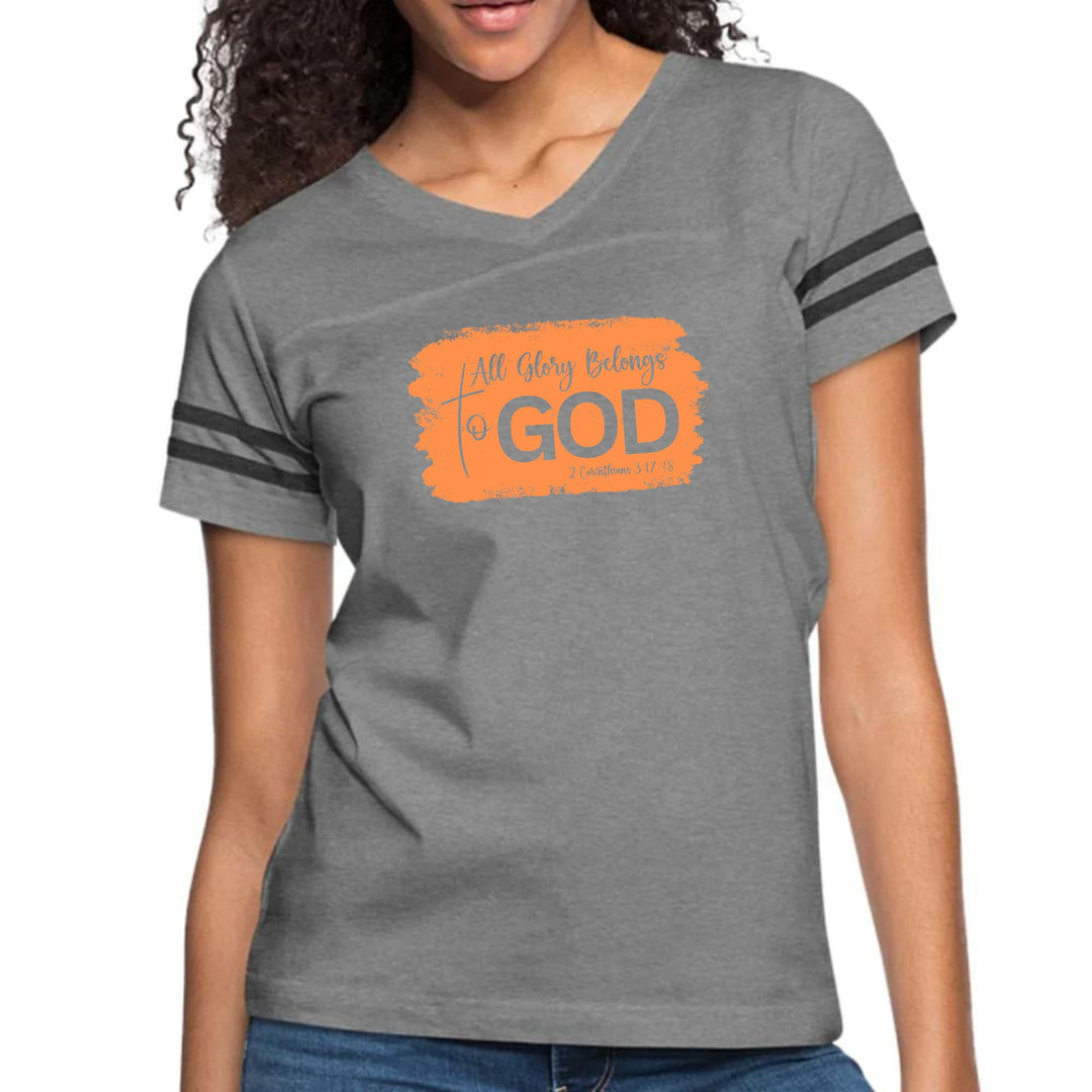 Womens Vintage Sport Graphic T-shirt - All Glory Belongs to God