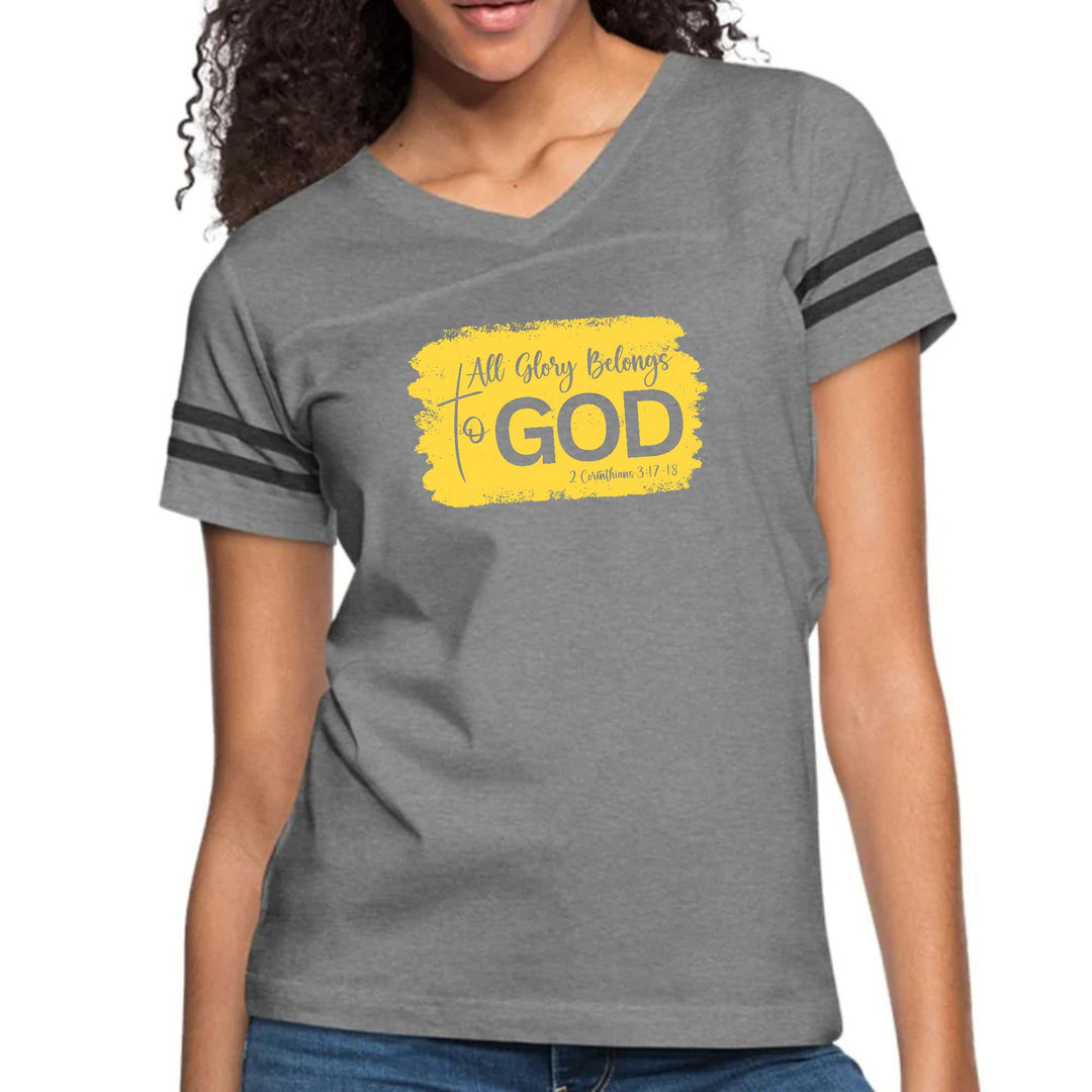 Womens Vintage Sport Graphic T-shirt - All Glory Belongs to God