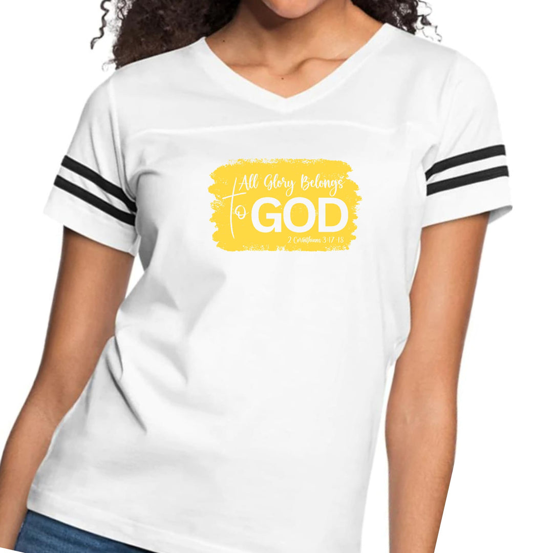 Womens Vintage Sport Graphic T-shirt - All Glory Belongs to God