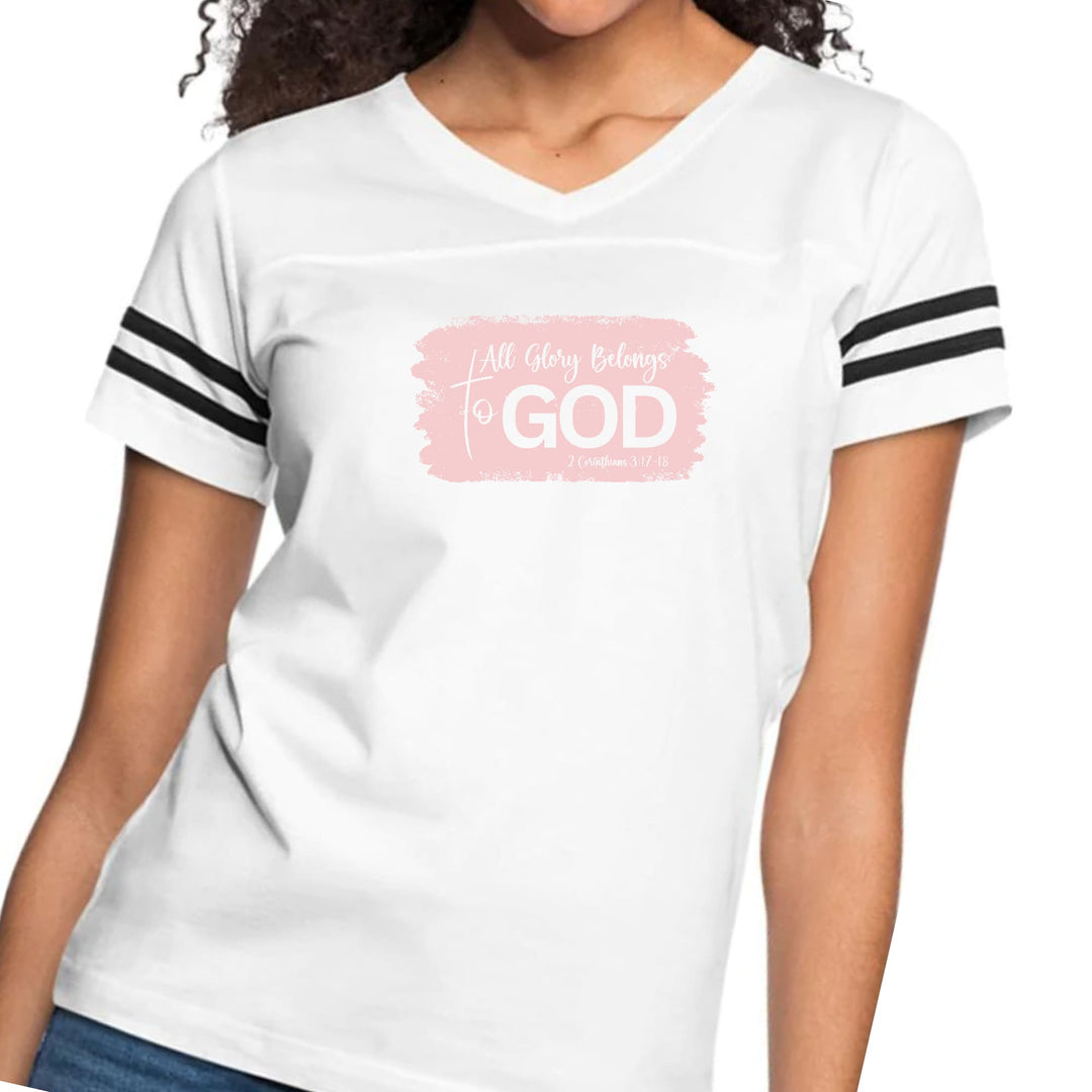 Womens Vintage Sport Graphic T-shirt - All Glory Belongs to God