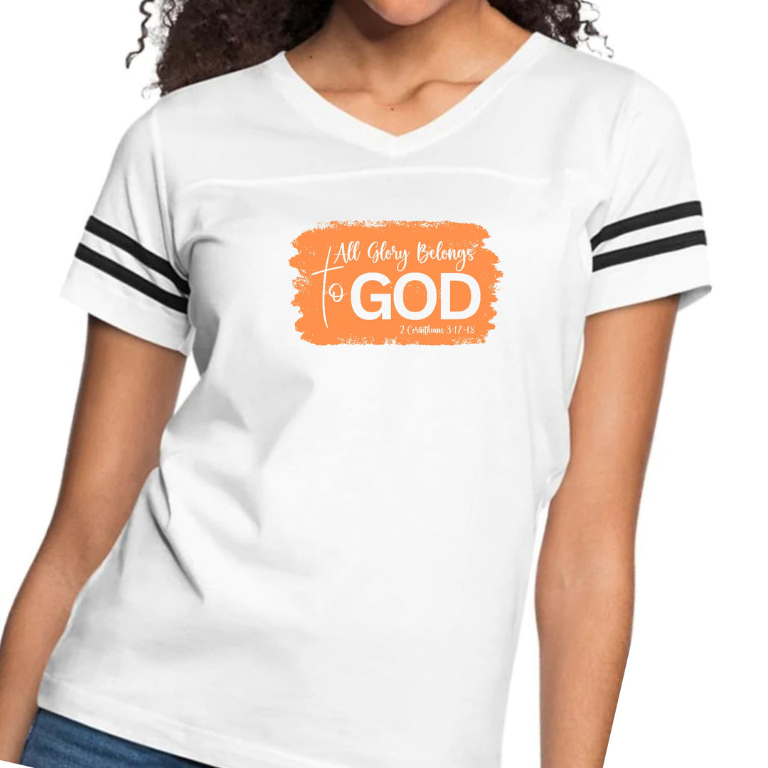 Womens Vintage Sport Graphic T-shirt - All Glory Belongs to God