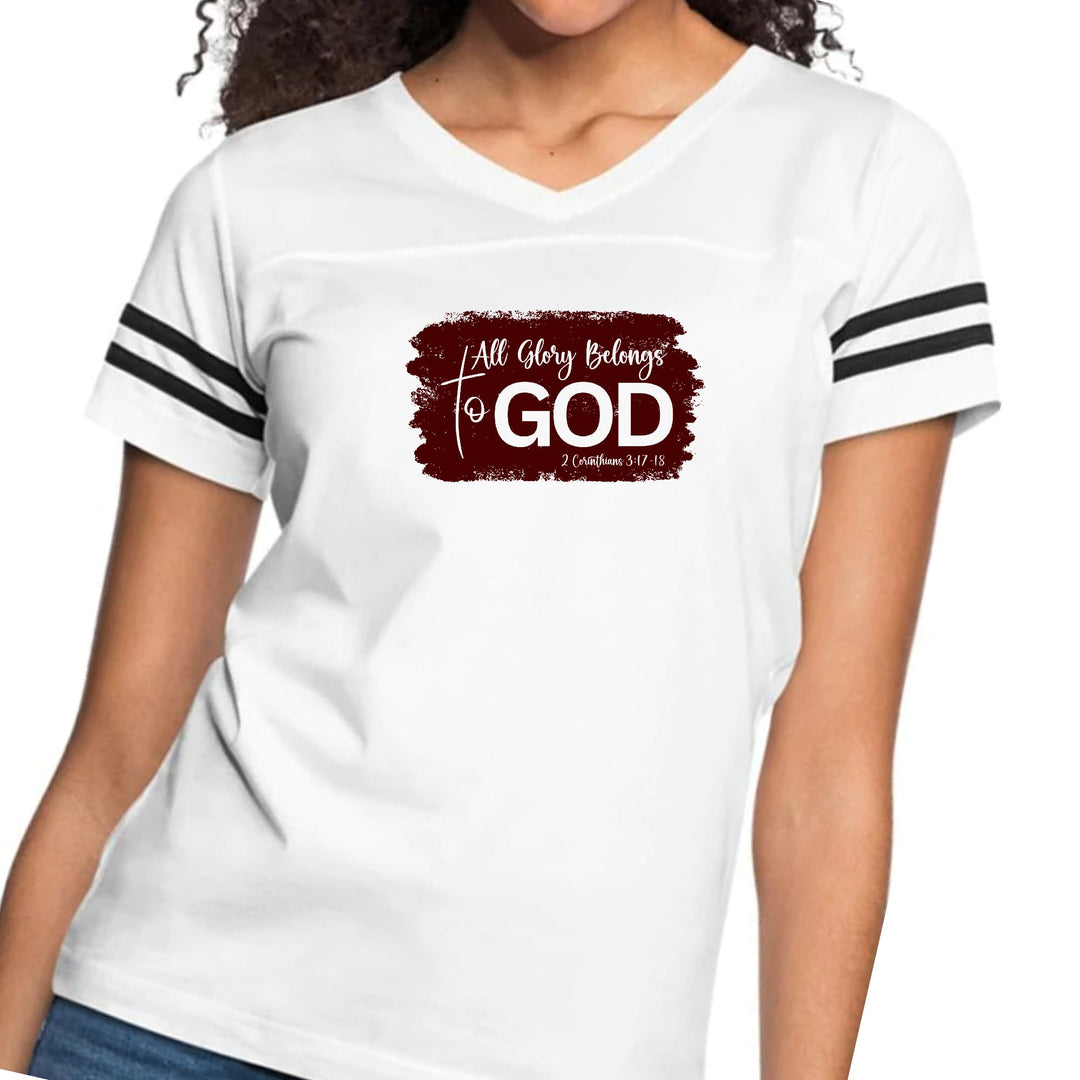 Womens Vintage Sport Graphic T-shirt - All Glory Belongs to God