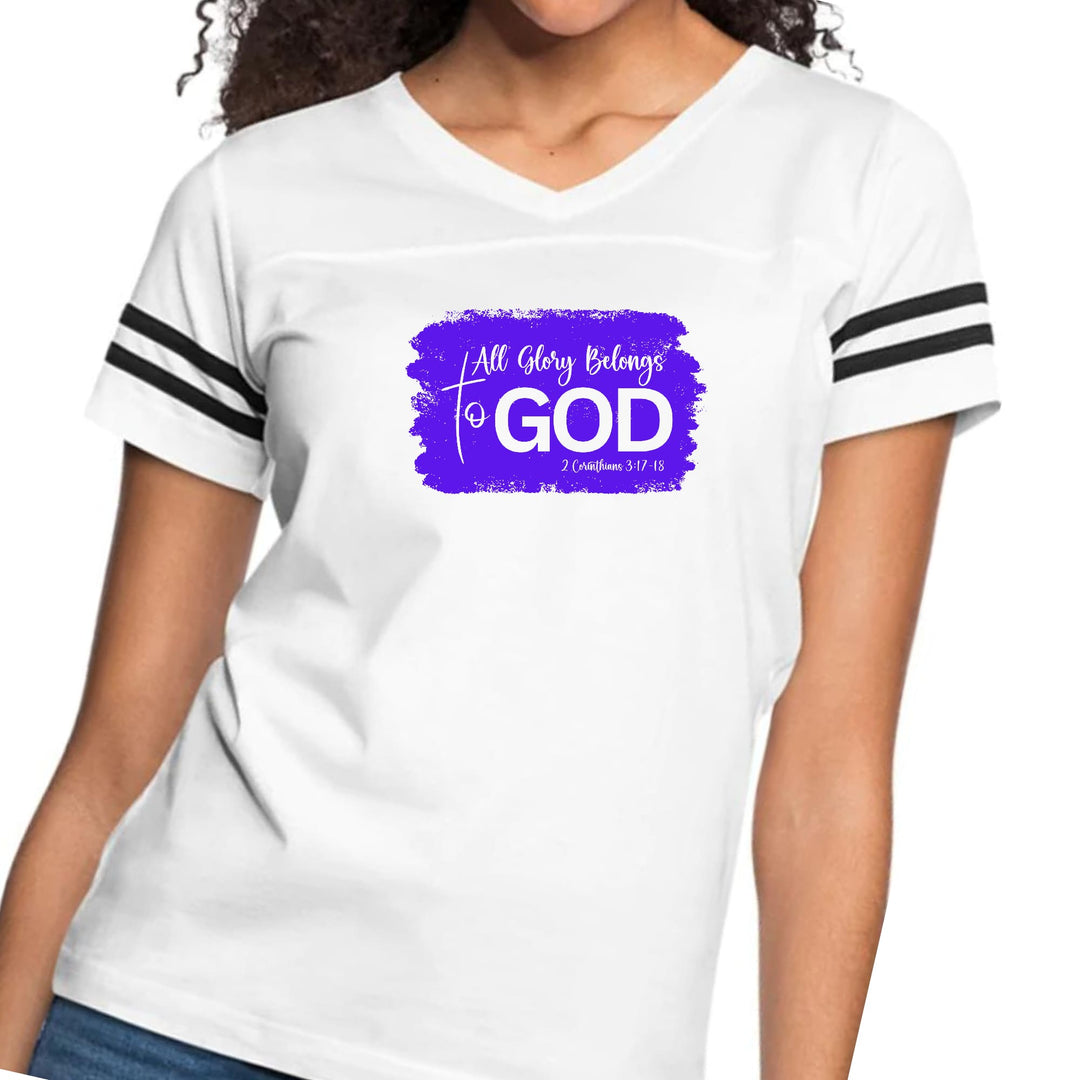 Womens Vintage Sport Graphic T-shirt - All Glory Belongs to God