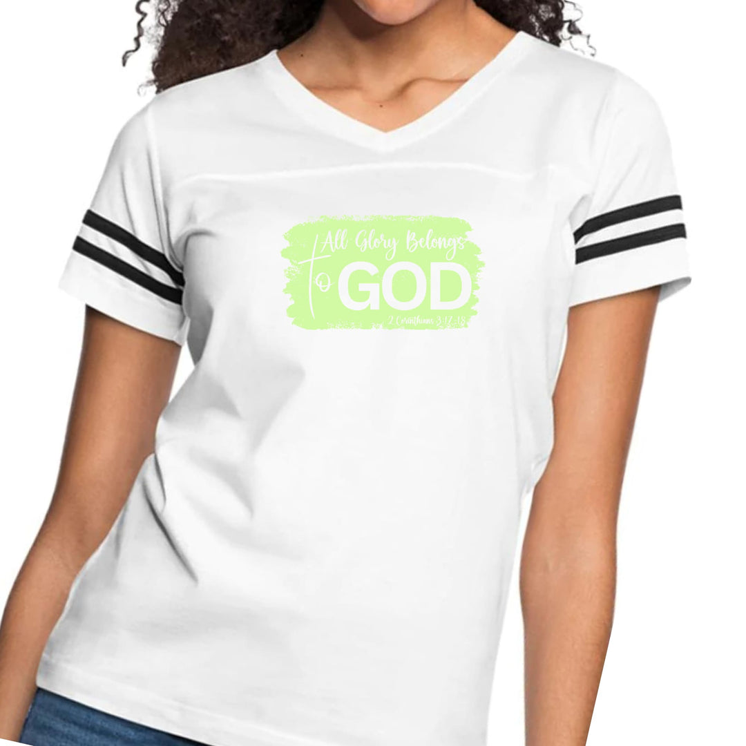 Womens Vintage Sport Graphic T-shirt - All Glory Belongs to God