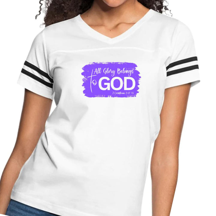 Womens Vintage Sport Graphic T-shirt - All Glory Belongs to God