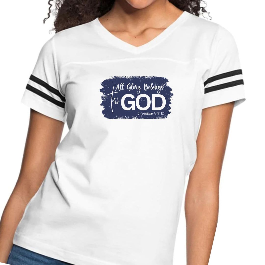 Womens Vintage Sport Graphic T-shirt - All Glory Belongs to God