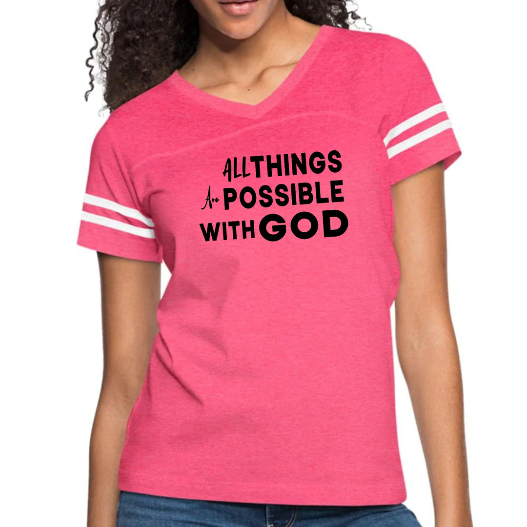 Womens Vintage Sport Graphic T-shirt - All Things are Possible