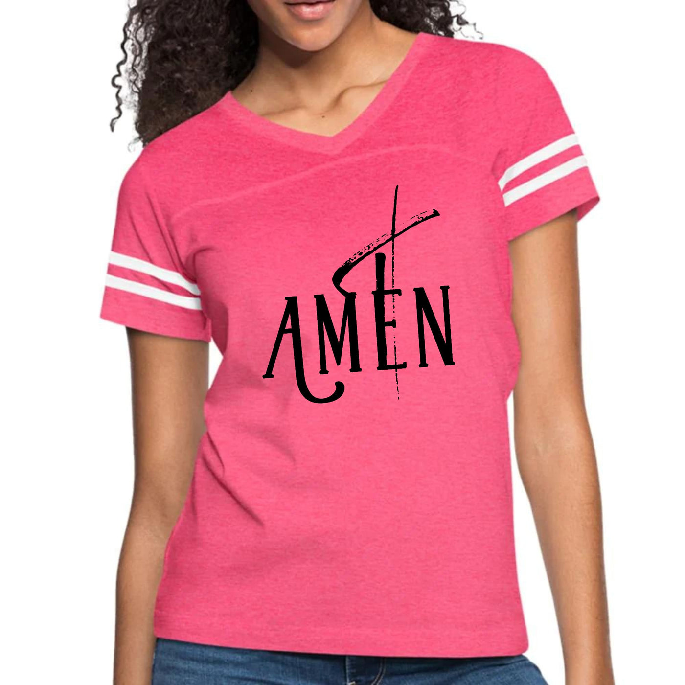 Womens Vintage Sport Graphic T-shirt Amen Black Print - Womens | T-Shirts