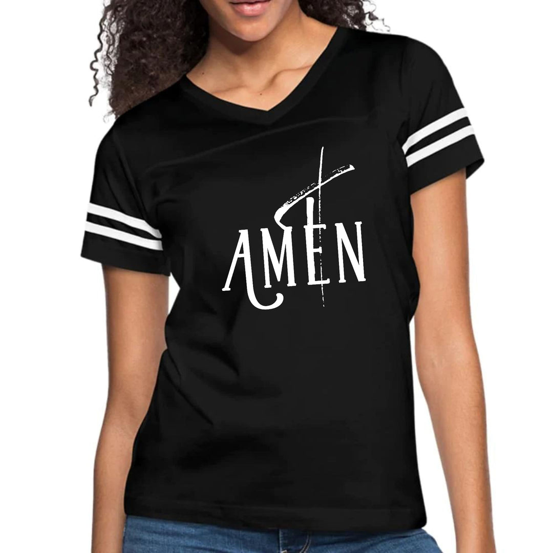Womens Vintage Sport Graphic T-shirt - Amen White Print