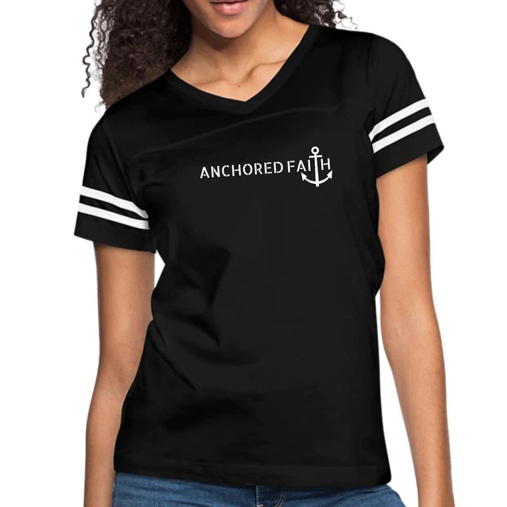 Womens Vintage Sport Graphic T-shirt - Anchored Faith Print