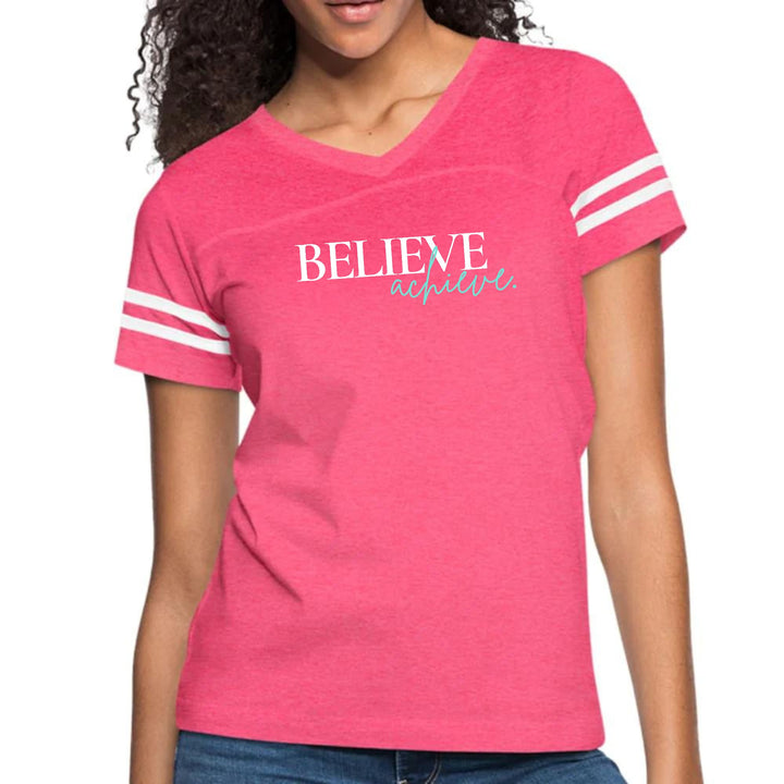 Womens Vintage Sport Graphic T-shirt Believe And Achieve - Womens | T-Shirts