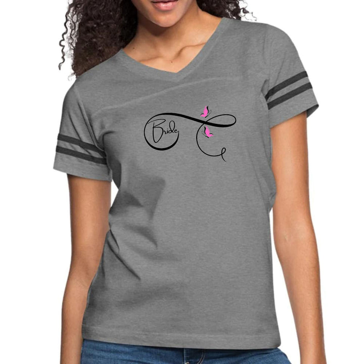 Womens Vintage Sport Graphic T-shirt - Bride - Wedding Bridal Pink